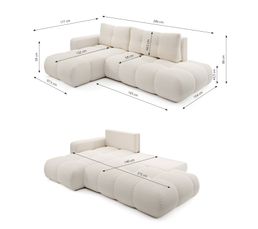 Canape dangle gauche convertible SOHA tissu crème